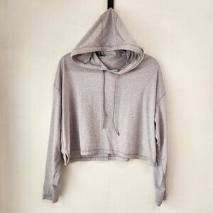Athleta Cropped Grey Lightweight Hoodie Hooded Sweatshirt Lightweight Women's XS